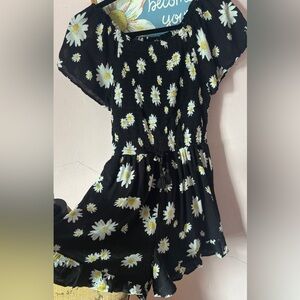 Justice Black and White Floral Romper